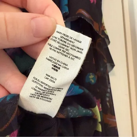 Free People Black Wildflower Honey Mesh Blouson Top Size Small - Picture 8 of 9